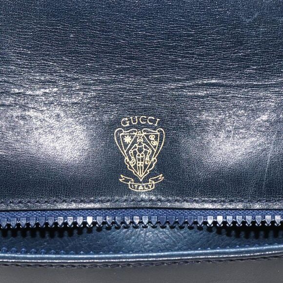 Gucci Interlocking G Navy Leather Clutch Bag (Pre-Owned) - Picture 14 of 16